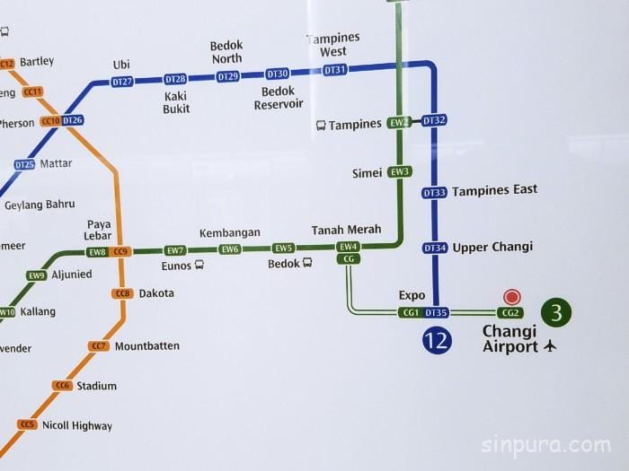 シンガポール　チャンギ空港　ターミナル１　MRT 路線図