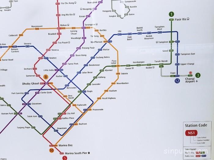 シンガポール　チャンギ空港　ターミナル１　MRT 路線図