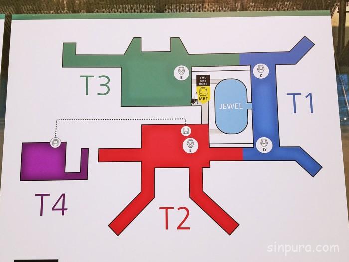 シンガポール　チャンギ空港　ターミナル１　MRT 路線図