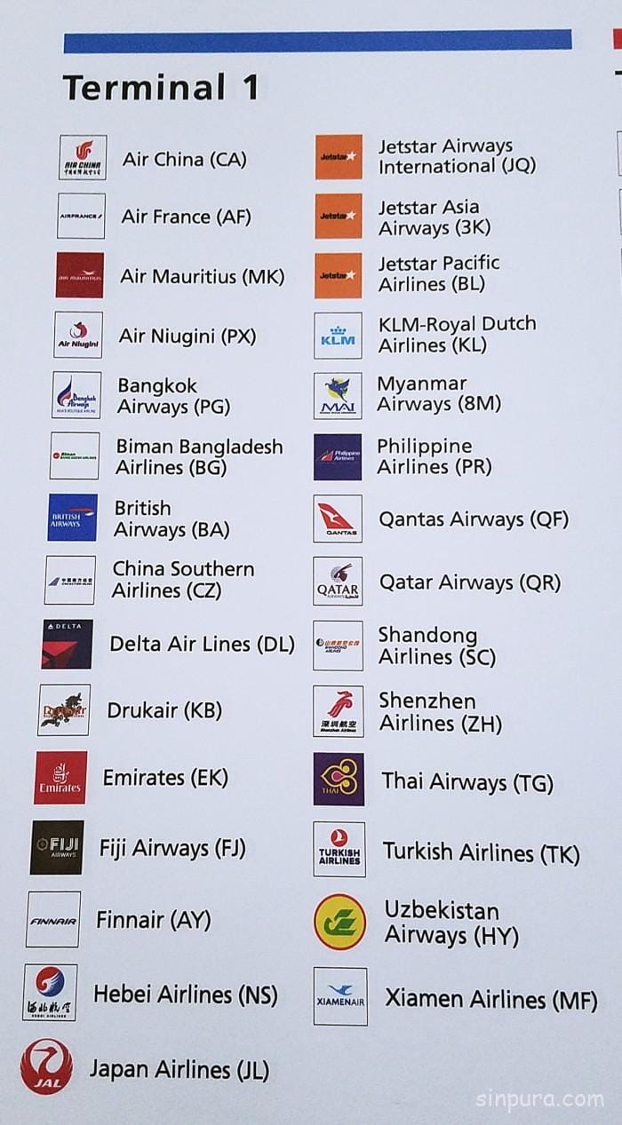 シンガポール　チャンギ空港　ターミナル１　MRT 路線図